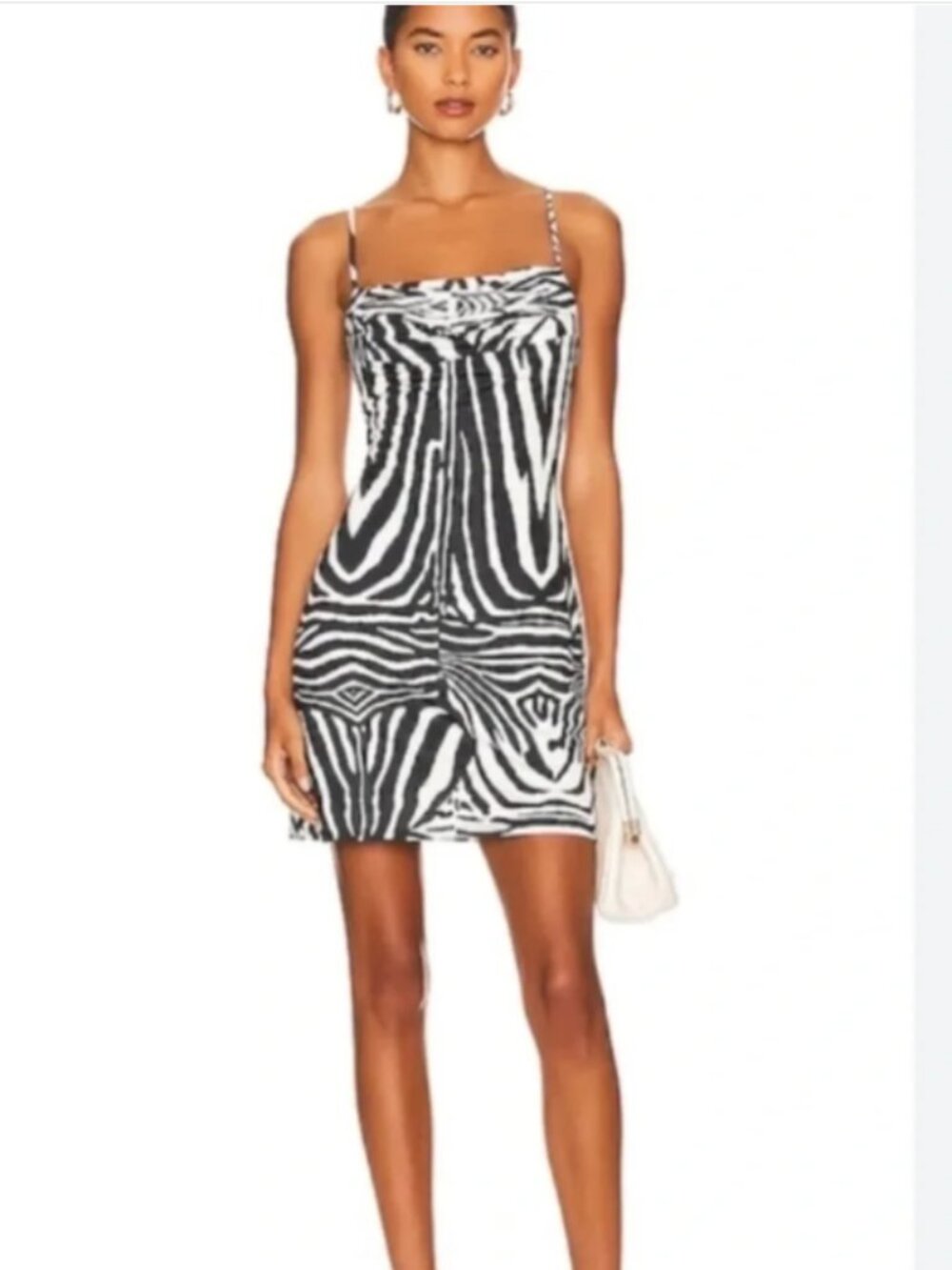 AFRM Kamala Blanc Black White Zebra Mini Dress Small S Tiger Draped Sundress